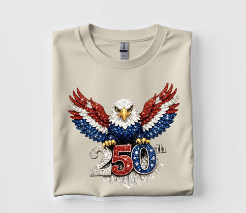 250th Semiquincentennial Eagle Faux Rhinestone T-shirt S M L XL XXL