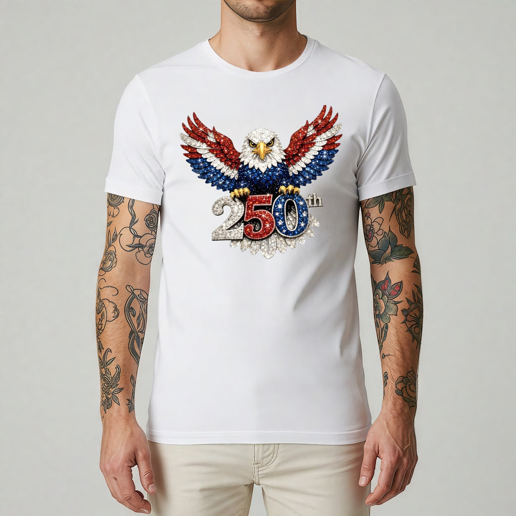 250th Semiquincentennial Eagle Faux Rhinestone T-shirt S M L XL XXL