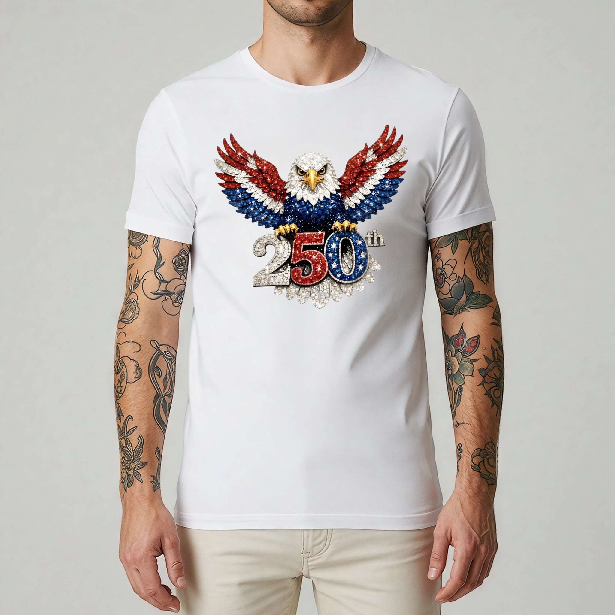 250th Semiquincentennial Eagle Faux Rhinestone T-shirt S M L XL XXL