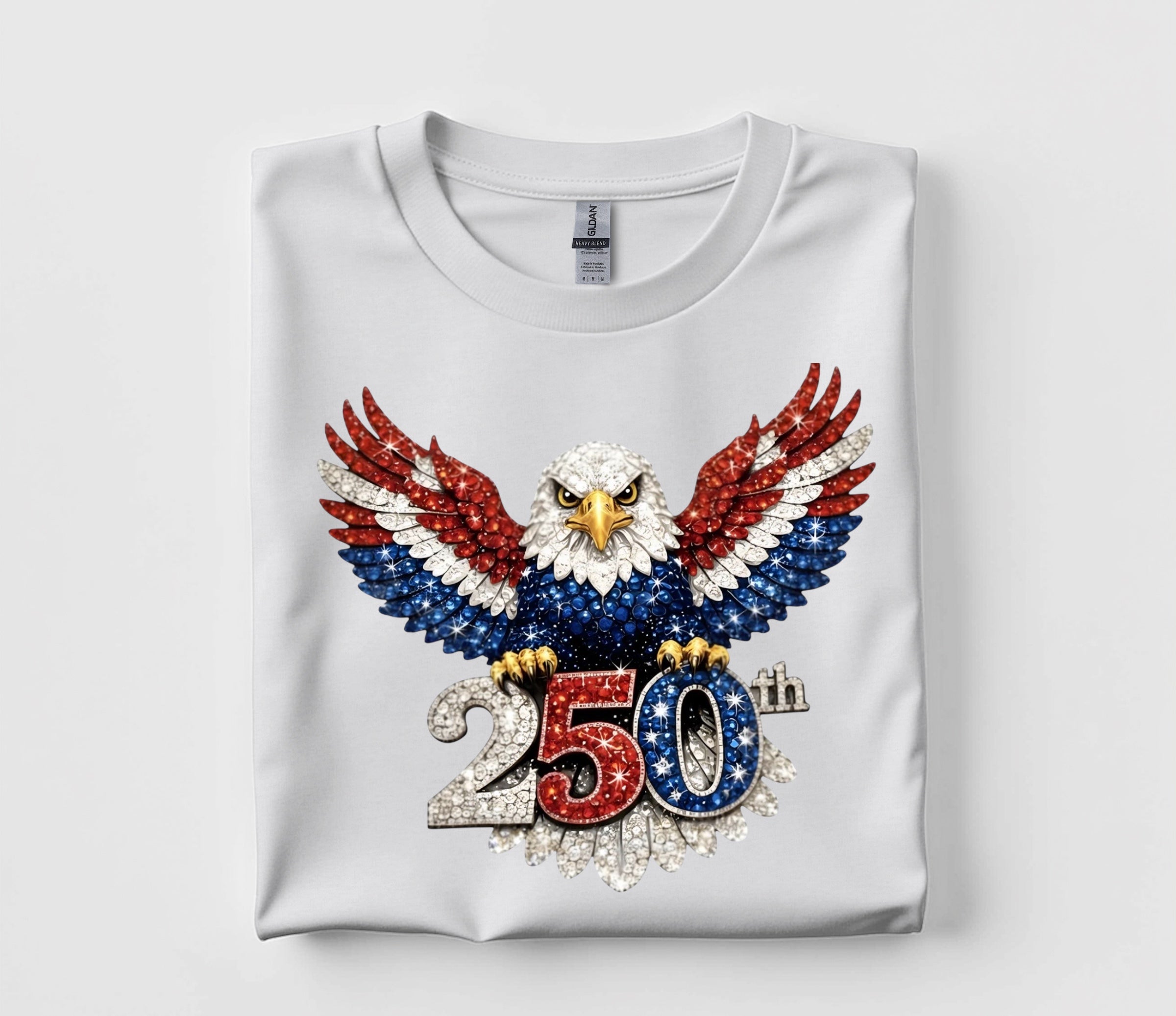 250th Semiquincentennial Eagle Faux Rhinestone T-shirt S M L XL XXL