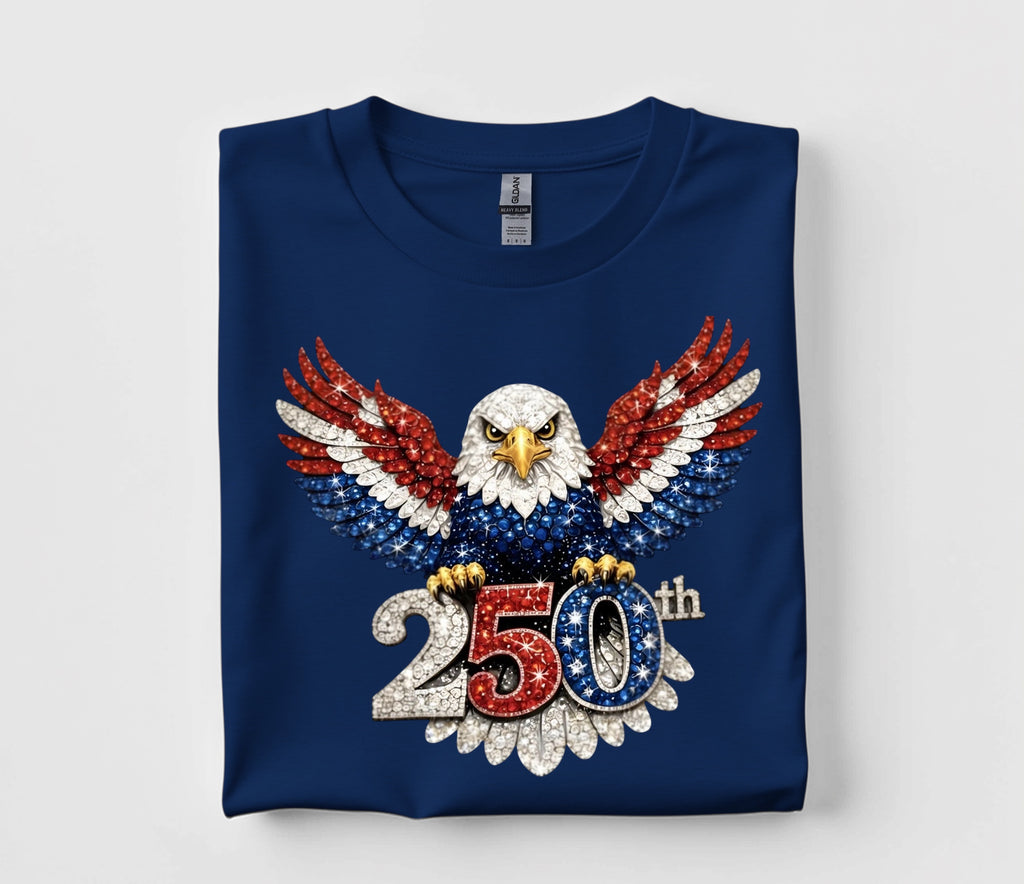 250th Semiquincentennial Eagle Faux Rhinestone T-shirt S M L XL XXL