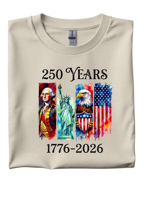 250 Years 1776- 2026 USA Aniversary T-shirt patriotic New S M L XL-4XL Unisex